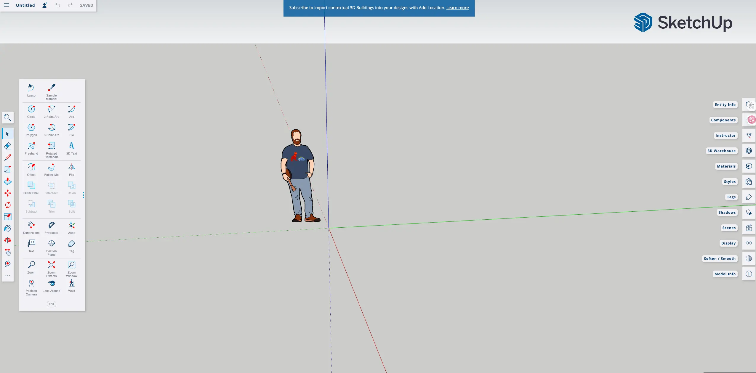 The simple and intuitive modeling interface of SketchUp Free for Web