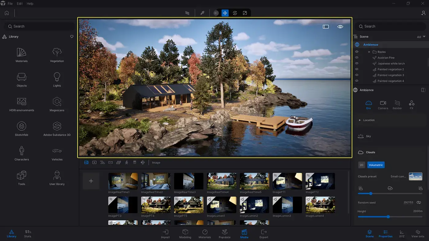 A cinematic real-time architectural scene in Twinmotion