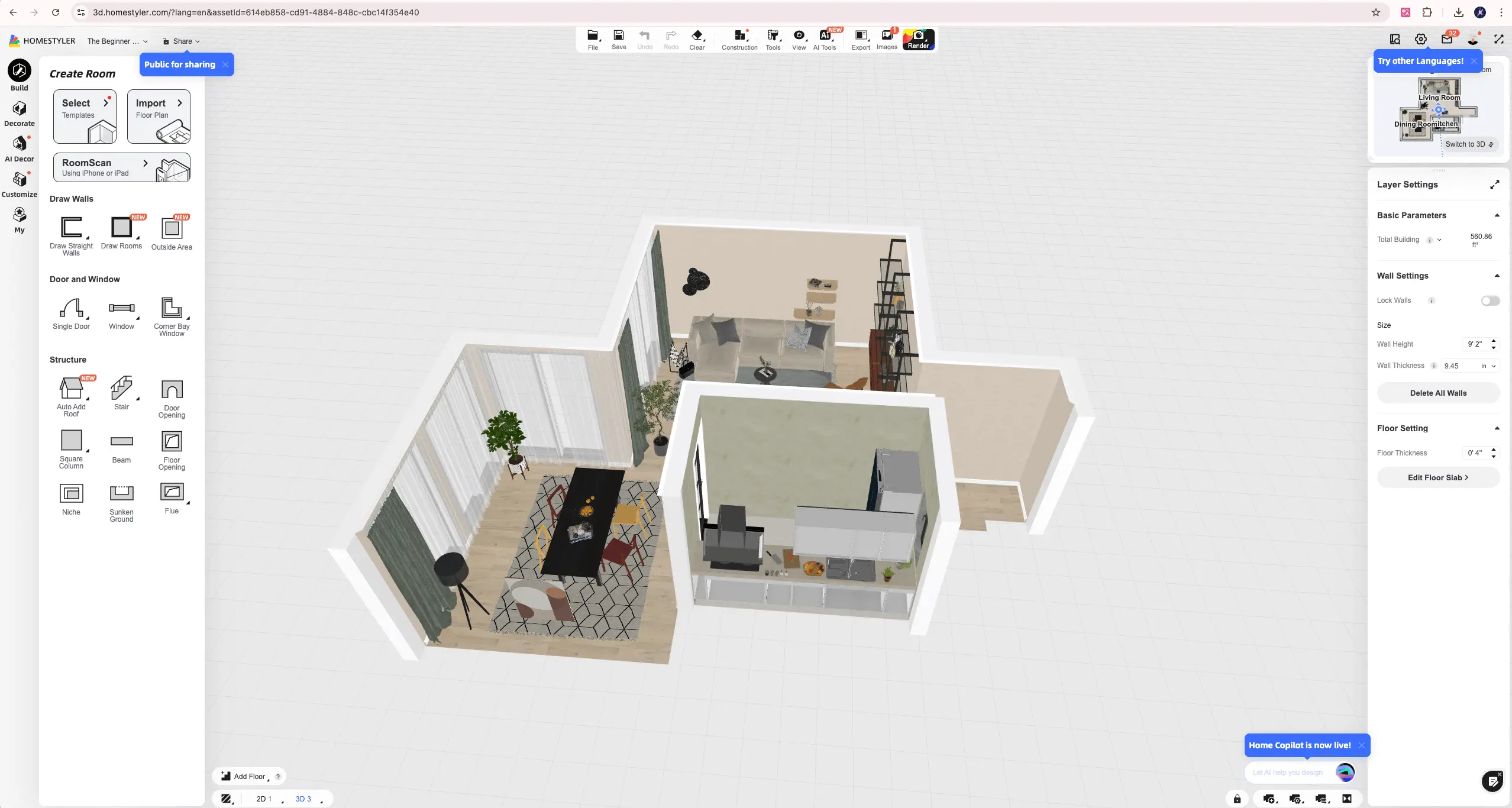 Homestyler's simple interface for interior design visualization