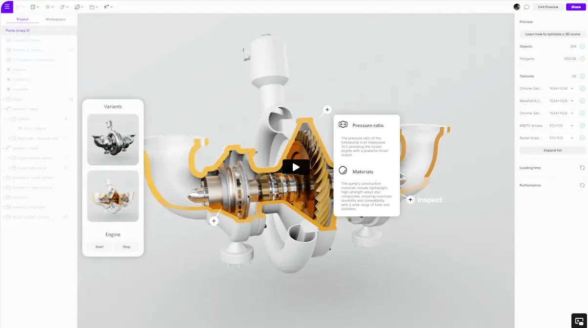 The collaborative online 3D design and rendering interface of Vectary